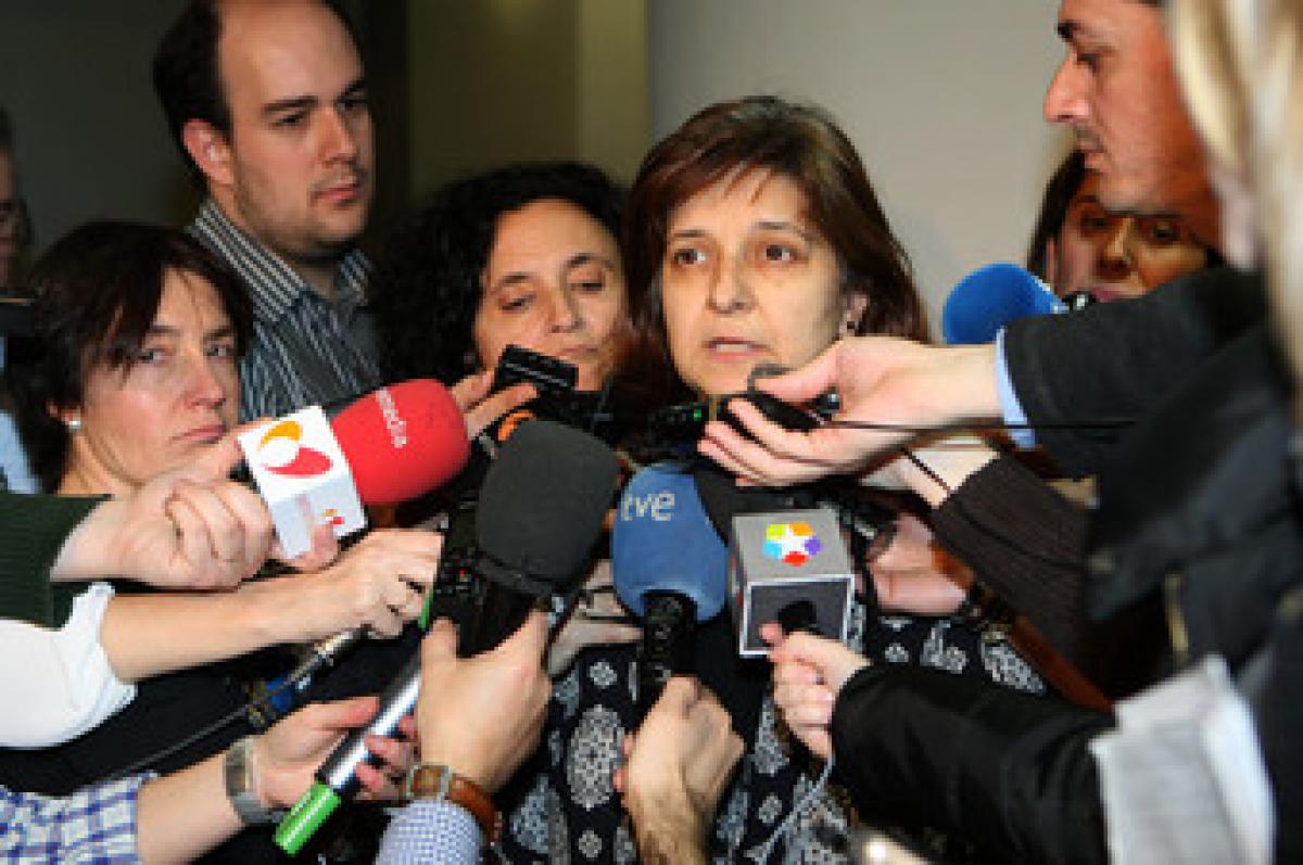 Declaraciones de Paloma Lpez al trmino de la reunin en el Ministerio de Empleo