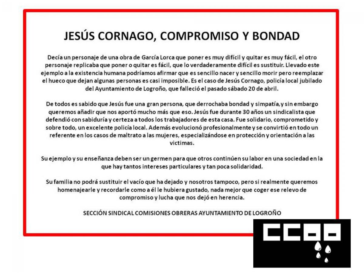 Jesús Cornago, compromiso y bondad