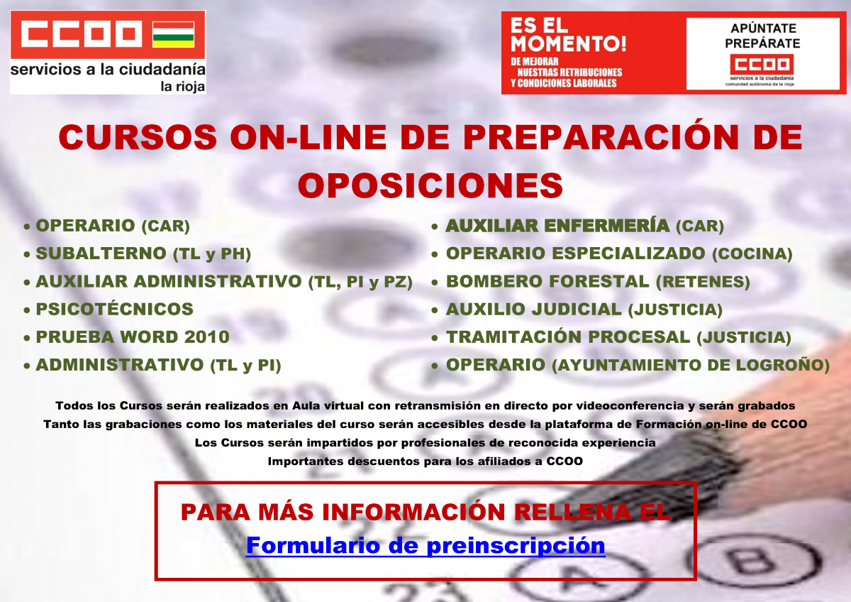 CURSOS DE PREPARACION DE OPOSICIONES OFERTA EMPLEO PUBLICO